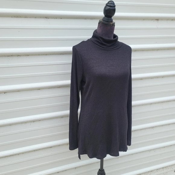 Apt. 9 Women's Black Ribbed Turtleneck Long Sleeve Stretch Women's M - Picture 12 of 12